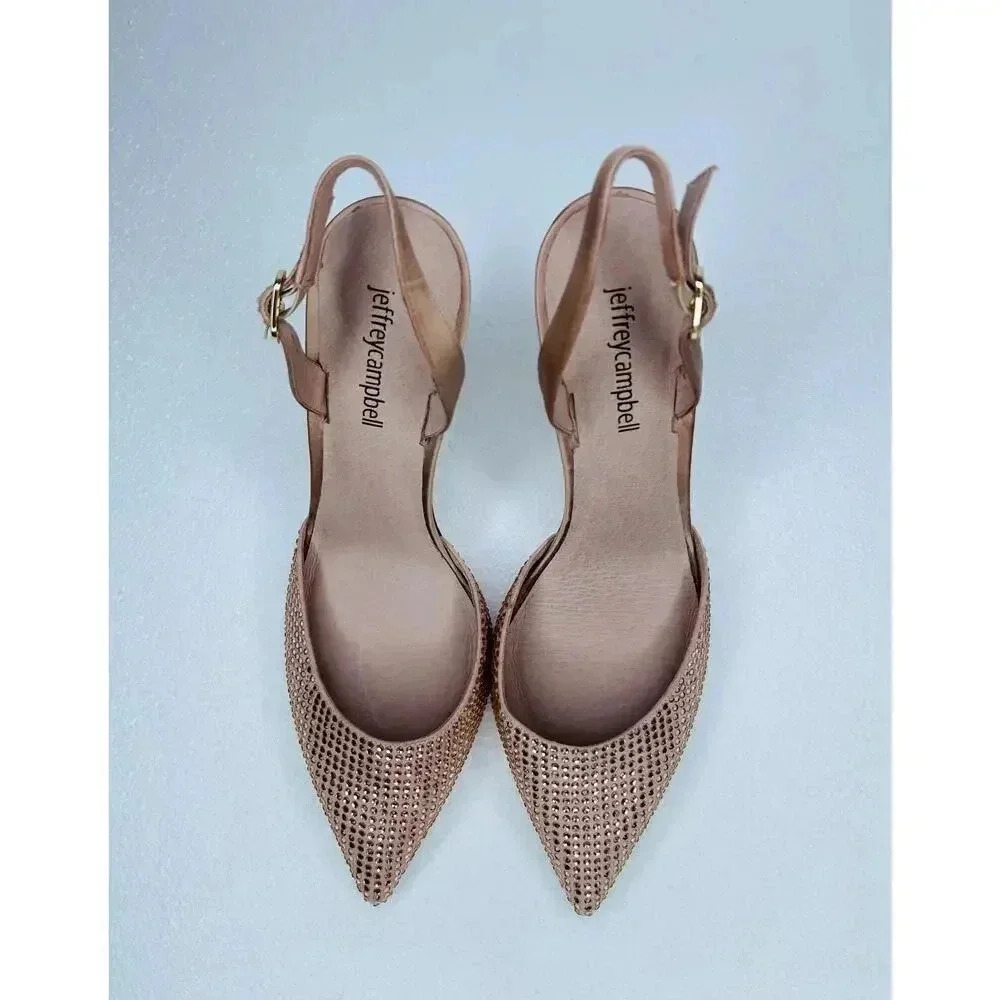 Jeffrey Campbell Zivote slingback pump heels size 8.5 embellished - Picture 4 of 11